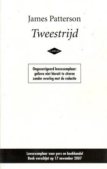 James Patterson//Tweestrijd(Cargo)